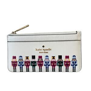Kate Spade Oh What Fun Nutcracker Large Slim Card Holder Meringue NEW